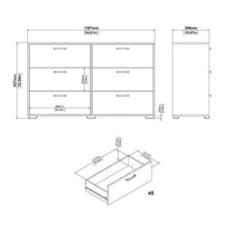 Wyld Haus Stuttgart Gloss White 6-Drawer Chest Of Drawers Wide Minimalist Dresser - thumbnail 9