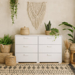 Wyld Haus Stuttgart Gloss White 6-Drawer Chest Of Drawers Wide Minimalist Dresser - thumbnail 2