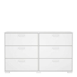 Wyld Haus Stuttgart Gloss White 6-Drawer Chest Of Drawers Wide Minimalist Dresser - thumbnail 3
