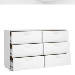 Wyld Haus Stuttgart Gloss White 6-Drawer Chest Of Drawers Wide Minimalist Dresser - thumbnail 7