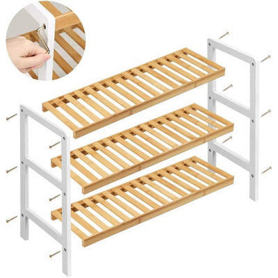 3 Tier Wooden Bamboo Shoe Rack Storage Holder Stand Shelf Organiser Unit - image 1