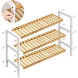 3 Tier Wooden Bamboo Shoe Rack Storage Holder Stand Shelf Organiser Unit - thumbnail 1