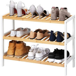 3 Tier Wooden Bamboo Shoe Rack Storage Holder Stand Shelf Organiser Unit - thumbnail 2