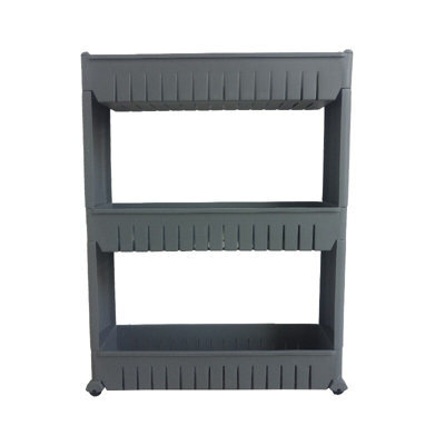 Hygrad Built to Survive Slim Slide Out Kitchen Trolley Rack Holder Storage Shelf Organiser Moving Wall Cabinets Tower Holder Rack On Wheels 3 Tier - Grey - image 1