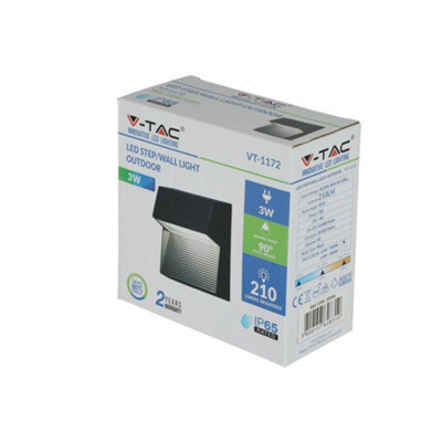 V-Tac Vt1398 Indoor/outdoor Led Step Light 3000K Black Body 3W (Vt-1172)