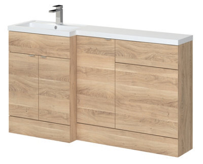 Hudson Reed Fusion Floor Standing Left Hand Combination Stylish Vanity Unit With Basin, Bleached Oak, 1500mm - image 1