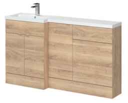 Hudson Reed Fusion Floor Standing Left Hand Combination Stylish Vanity Unit With Basin, Bleached Oak, 1500mm - thumbnail 1