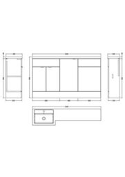 Hudson Reed Fusion Floor Standing Left Hand Combination Stylish Vanity Unit With Basin, Bleached Oak, 1500mm - thumbnail 4