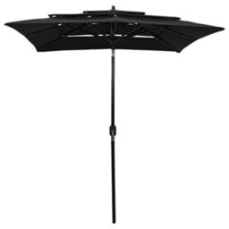 Walplus 3-Tier Garden Parasol With Aluminium Pole Black 2X2 M - thumbnail 2