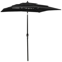 Walplus 3-Tier Garden Parasol With Aluminium Pole Black 2X2 M - thumbnail 1