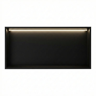 ARKO BATHROOM Arko Stainless Steel Shower Niche With Led Light Wall Insert, Bathroom Shower Storage Shelf, Black - image 1