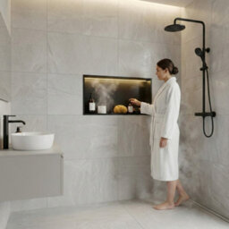 ARKO BATHROOM Arko Stainless Steel Shower Niche With Led Light Wall Insert, Bathroom Shower Storage Shelf, Black - thumbnail 8