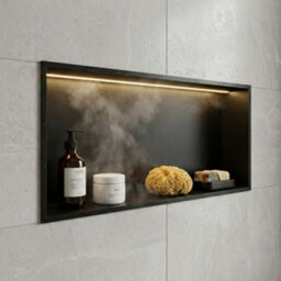 ARKO BATHROOM Arko Stainless Steel Shower Niche With Led Light Wall Insert, Bathroom Shower Storage Shelf, Black - thumbnail 7