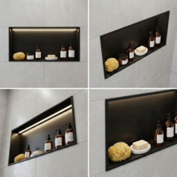 ARKO BATHROOM Arko Stainless Steel Shower Niche With Led Light Wall Insert, Bathroom Shower Storage Shelf, Black - thumbnail 5