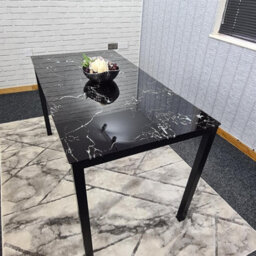 Kosy Koala Dining Table Black Glass Kitchen Place For 6 Seats, Dining Table Only (Black H 75 X L 134 X W 70 Cm) - thumbnail 4