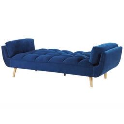 Beliani Navy Velvet 3-Seater Sofa Bed With Rubberwood Legs, Full-Size Fold-Out Bed, W218 X D83 X H82Cm - thumbnail 6