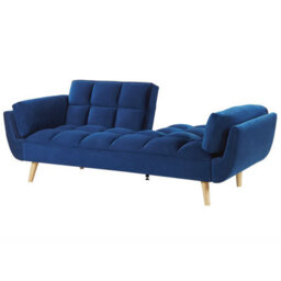 Beliani Navy Velvet 3-Seater Sofa Bed With Rubberwood Legs, Full-Size Fold-Out Bed, W218 X D83 X H82Cm - thumbnail 5