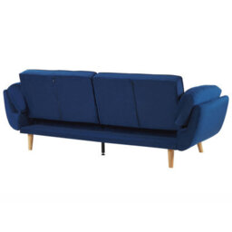Beliani Navy Velvet 3-Seater Sofa Bed With Rubberwood Legs, Full-Size Fold-Out Bed, W218 X D83 X H82Cm - thumbnail 7