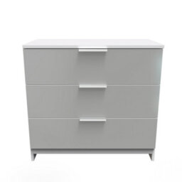 Poole 3 Drawer Chest In Uniform Grey & White (Ready Assembled) - thumbnail 1