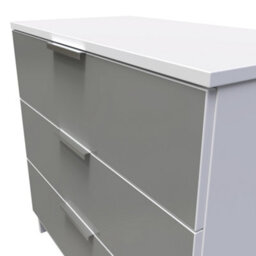 Poole 3 Drawer Chest In Uniform Grey & White (Ready Assembled) - thumbnail 4