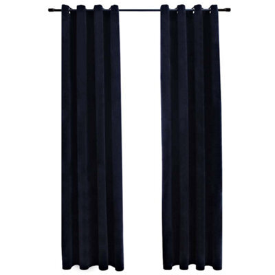 Berkfield Elegant Blackout Curtains With Rings 2 Pcs Velvet Black 140X225 Cm