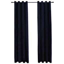 Berkfield Elegant Blackout Curtains With Rings 2 Pcs Velvet Black 140X225 Cm