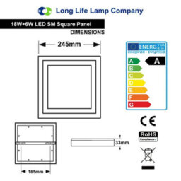 Long Life Lamps Company 18W Surface Mount Ceiling Led Square Ring Panel Red - thumbnail 2