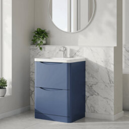 Balterley Dunwood Contemporary 2 Drawer Floor Standing Vanity Unit With Basin, Satin Blue, 600mm - thumbnail 4