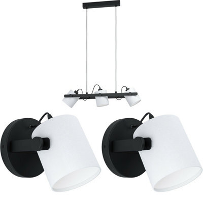 Modern Black And White Ceiling Pendant Light With Matching Wall Sconces - image 1