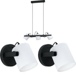 Modern Black And White Ceiling Pendant Light With Matching Wall Sconces