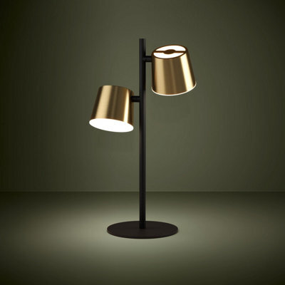 Eglo Altamira Table Lamp, Black & Brass Gu10 Table Light With Warm White Leds, 50.5Cm - image 1