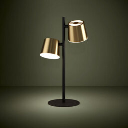 Eglo Altamira Table Lamp, Black & Brass Gu10 Table Light With Warm White Leds, 50.5Cm - thumbnail 1