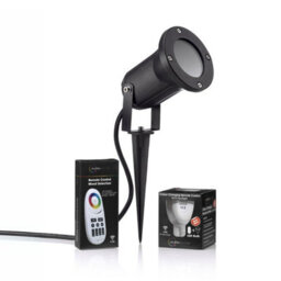 Auraglow Deep Recessed Gu10 Holder Garden Spike Light Outdoor Uplighter & Rf Remote Colour Changing Led Bulb Bundle - Eight Pack - thumbnail 2