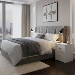 Home Treats White 2 Drawer Bedside Table Nightstand Wooden H(400mm) W(300mm) D(300mm) - thumbnail 7