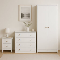Home Treats White 2 Drawer Bedside Table Nightstand Wooden H(400mm) W(300mm) D(300mm) - thumbnail 8