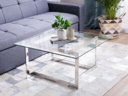 Beliani Coffee Table Crystal Tempered Glass Silver - thumbnail 2