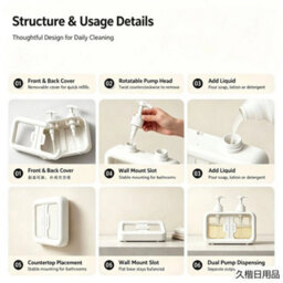 Double Soap Dispenser Countertop Bathroom Shampoo Shower Gel Lotion Press Pump White - thumbnail 2