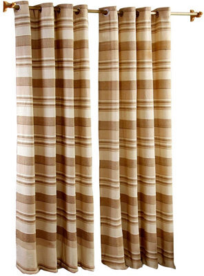 Homescapes Cotton Morocco Striped Beige Curtains 167 X 182 Cm - image 1