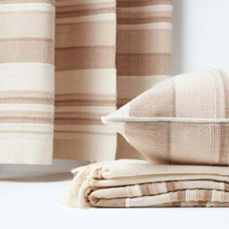 Homescapes Cotton Morocco Striped Beige Curtains 167 X 182 Cm - thumbnail 4