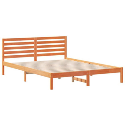 Berkfield Modern With Headboard Wax Brown 160 X 210 Cm Solid Pine Wood