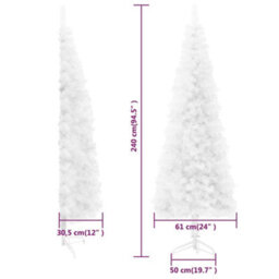 Berkfield Slim Artificial Half Christmas Tree With Stand White 240 Cm - thumbnail 9