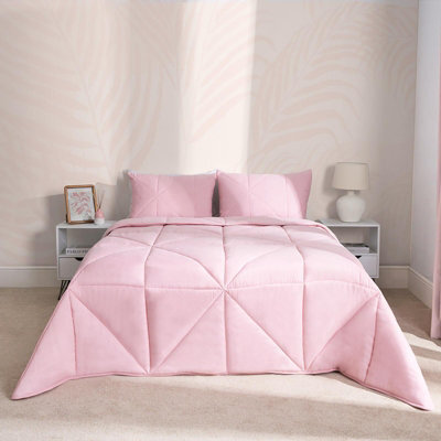 OHS Coverless Duvet Geo Quilted 7.5 Tog Bedding, Blush - Double - image 1