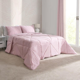OHS Coverless Duvet Geo Quilted 7.5 Tog Bedding, Blush - Double - thumbnail 2