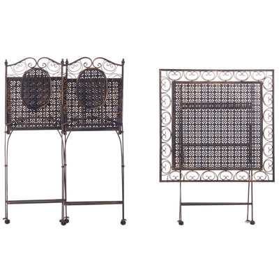 Beliani Garden Bistro Set - Black Foldable Distressed Iron, 2 Chairs And Square Table, Uv-Resistant Outdoor Bistro Set - image 1
