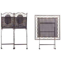 Beliani Garden Bistro Set - Black Foldable Distressed Iron, 2 Chairs And Square Table, Uv-Resistant Outdoor Bistro Set - thumbnail 1