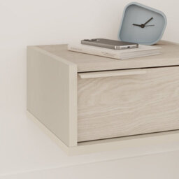 Decortie Eco Floating Bedside Table W/drawer Modern Nightstand Wall-Mounted Space Saver Metal Handle Bedroom Sandstone, Sonoma Oak - thumbnail 5