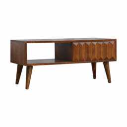 Artisan Furniture Solid Wood Chestnut Prism Sliding Media Unit, 2 Shelves, 1 Sliding Door, Brown - thumbnail 3