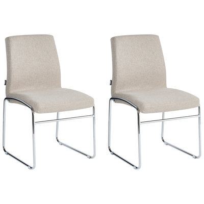 Beliani Set Of 2 Dining Chairs Lecco Fabric Beige - image 1