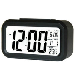 Digital Alarm Clock With Large Led Display, Snooze, Temperature & Auto Backlight - Black