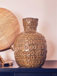 Orsina Large Ceramic Vase, Modern Textured Green Stoneware Vase For Home, Small Ceramic Vase For Indoor Plants